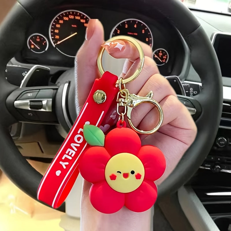Cartoon Flower Car Key Chain Creative Keychain Ring Lanyard Pendant Accessaries