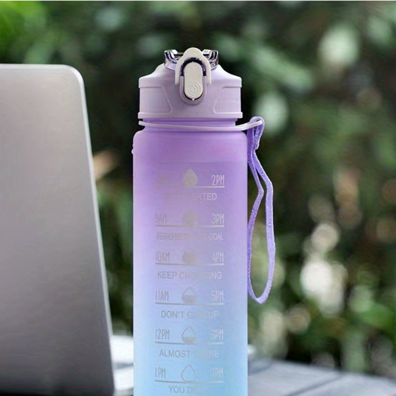 650ml Gradient Sports Water Bottle Time Scale Bouncing Lid