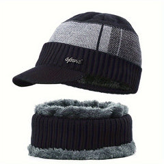 Winter Knit Cap & Scarf Set Warm Knitted Hat For Men And Women