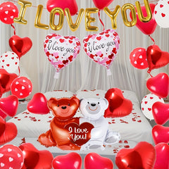 56pcs Love Balloons & Rose Petals for Anniversary Wedding Romantic Decoration