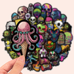 50pcs Glow Dark Skull Stickers Vinyl Decals Laptops Suitcases Artistic Gift
