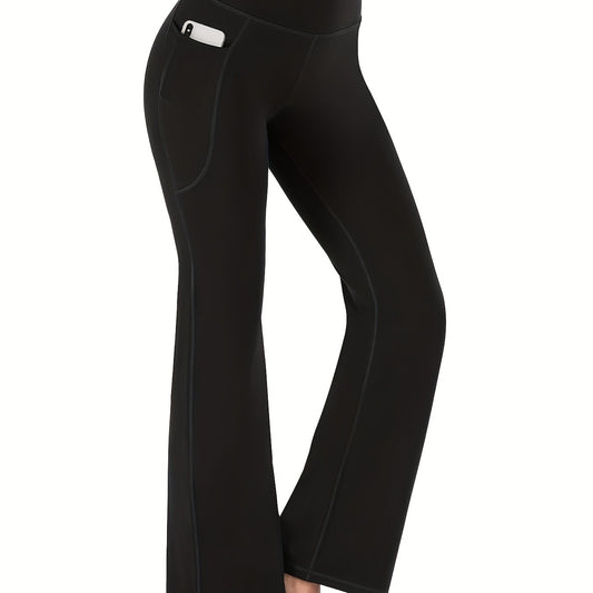 Women's Flared Yoga Pants With Pockets High Waisted Tummy Control