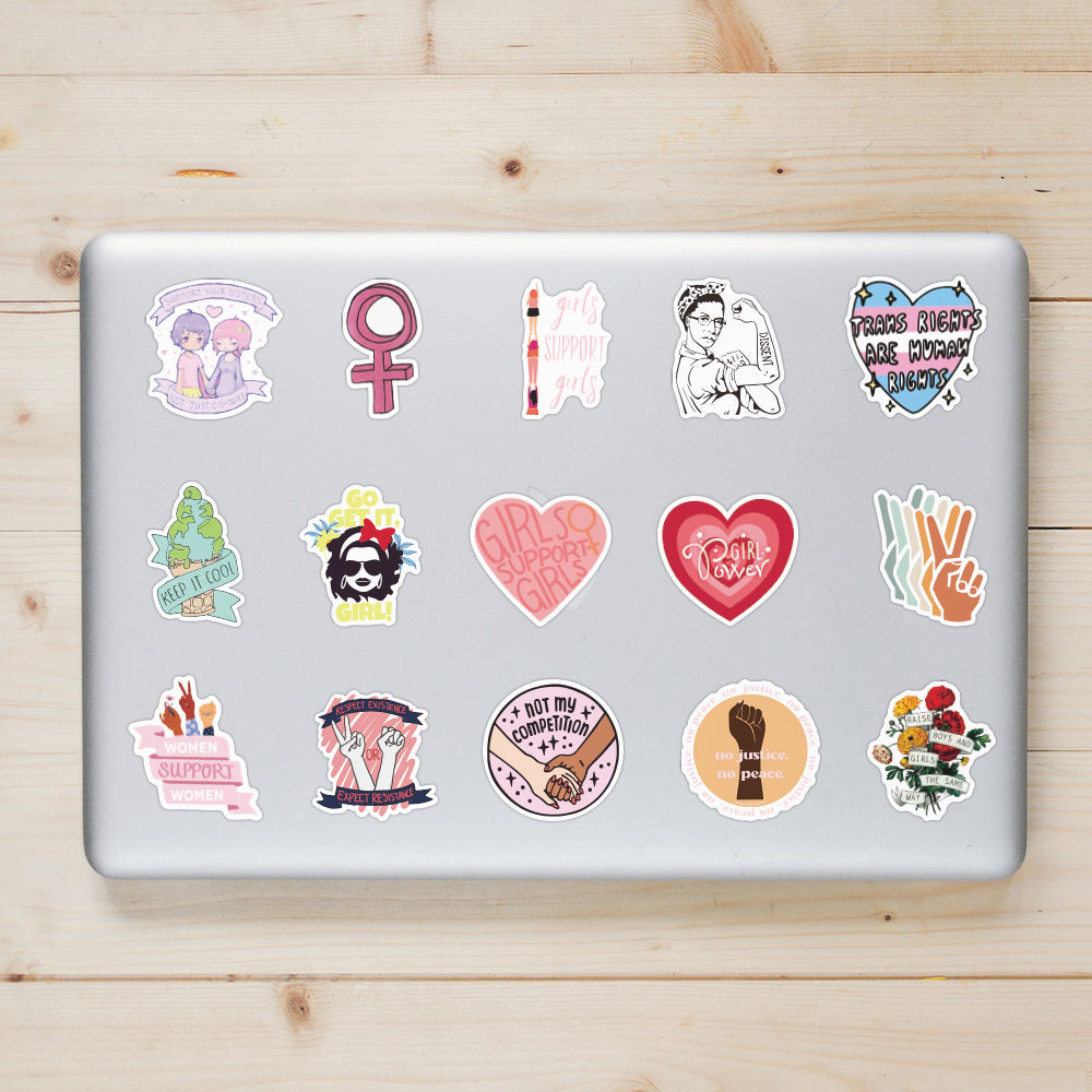 51Pcs Feminist Waterproof Vinyl Decal Laptop Helmet Hats Water Bott Stickers