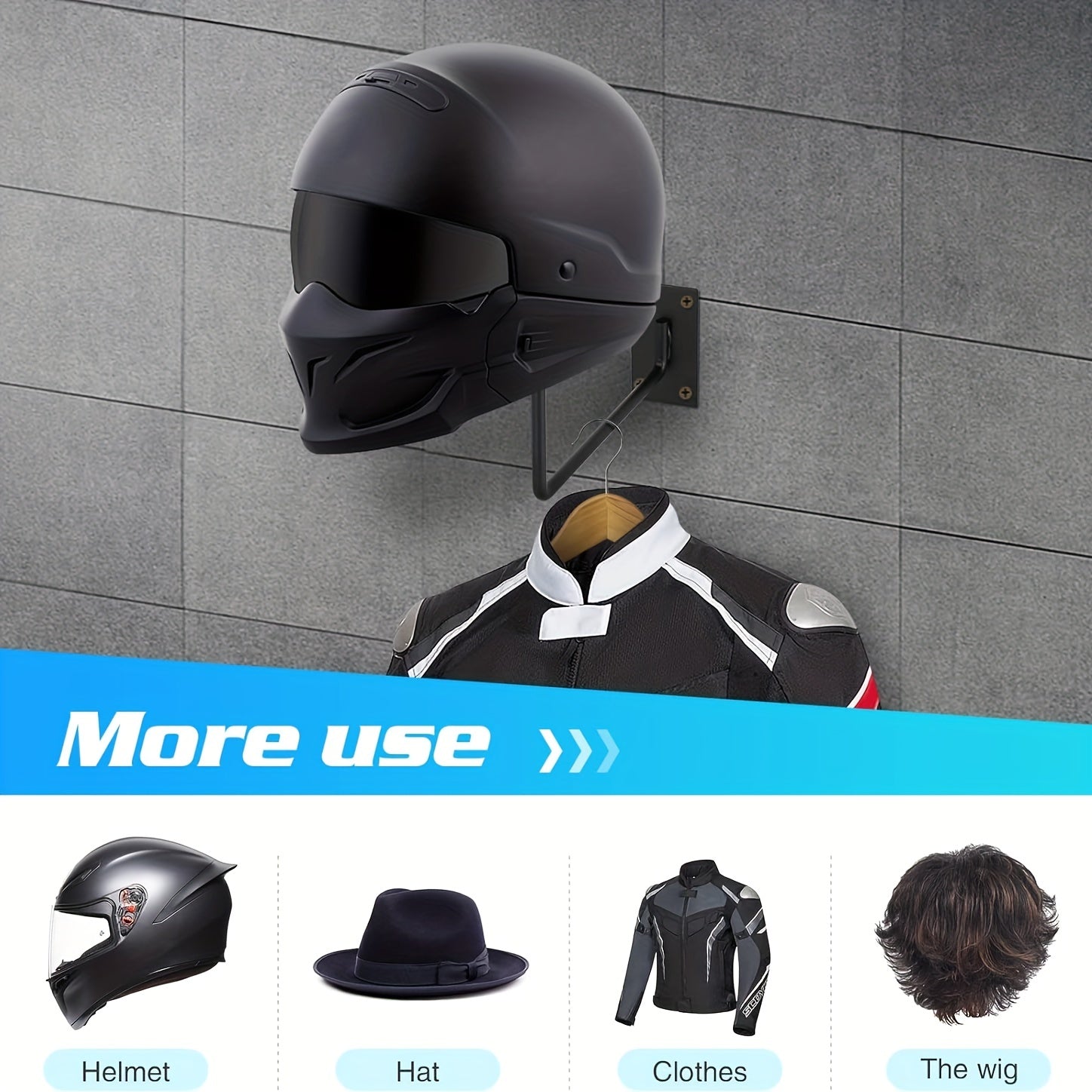 Motorcycle Helmet Holder Wall Mounted Helmet Hanger Multifunctional Helmet Rack