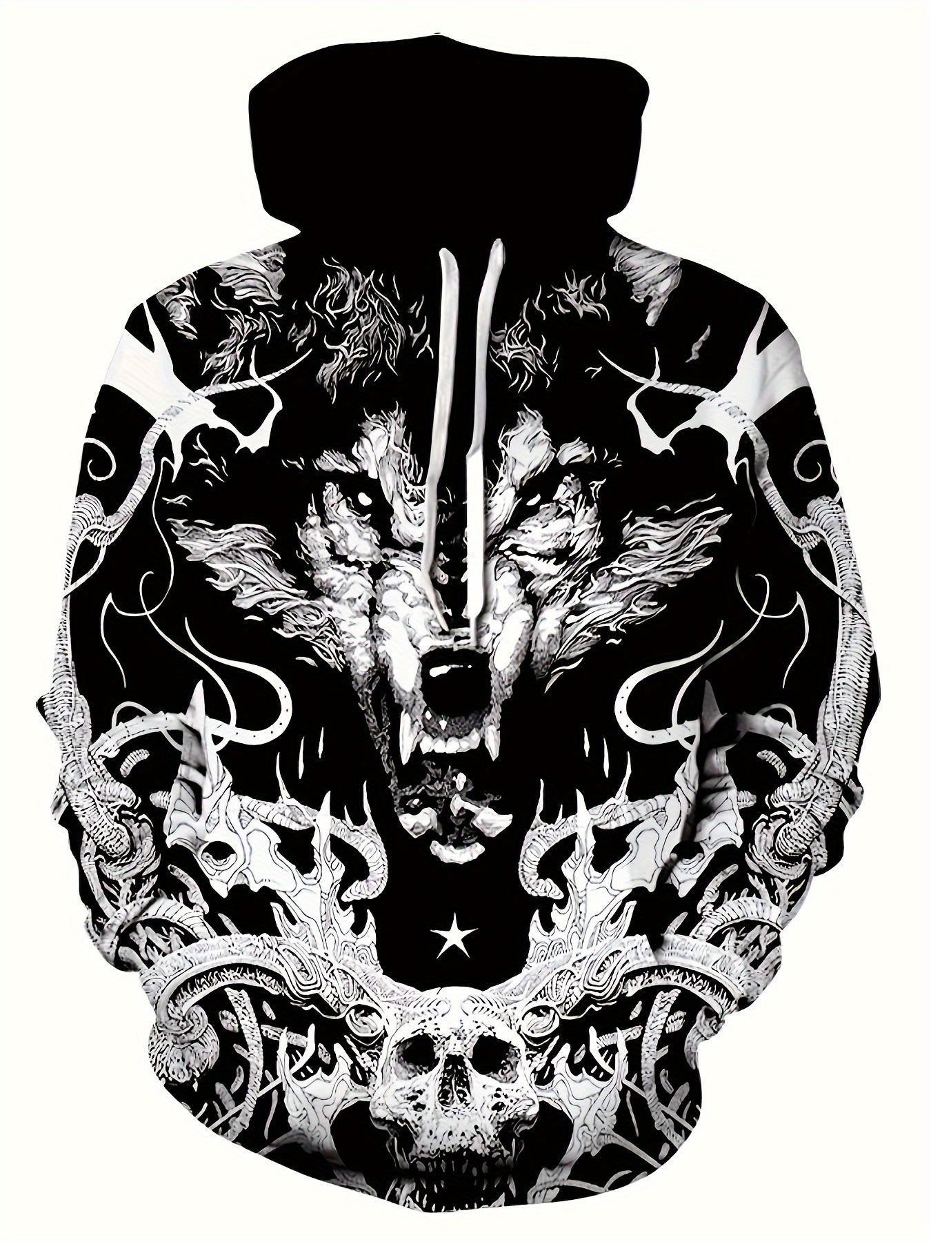 Creative Wolf Print Hoodie for Men