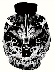 Creative Wolf Print Hoodie for Men