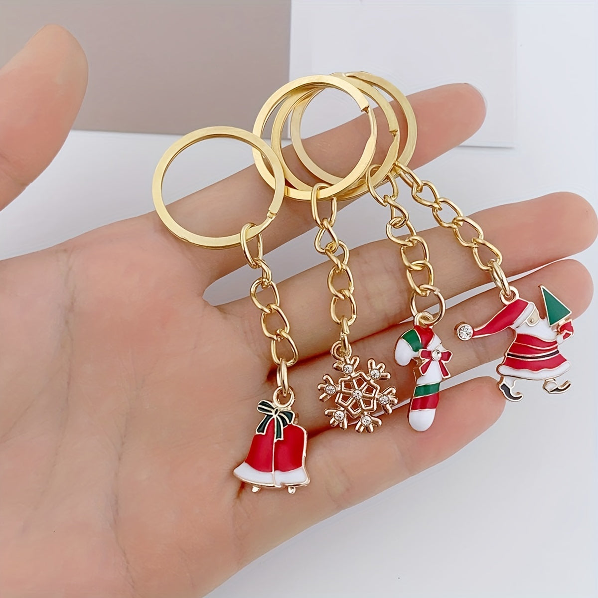 20pcs Christmas Keychain Metal Key Ring Purse Bag Charm Decoration Party Favors