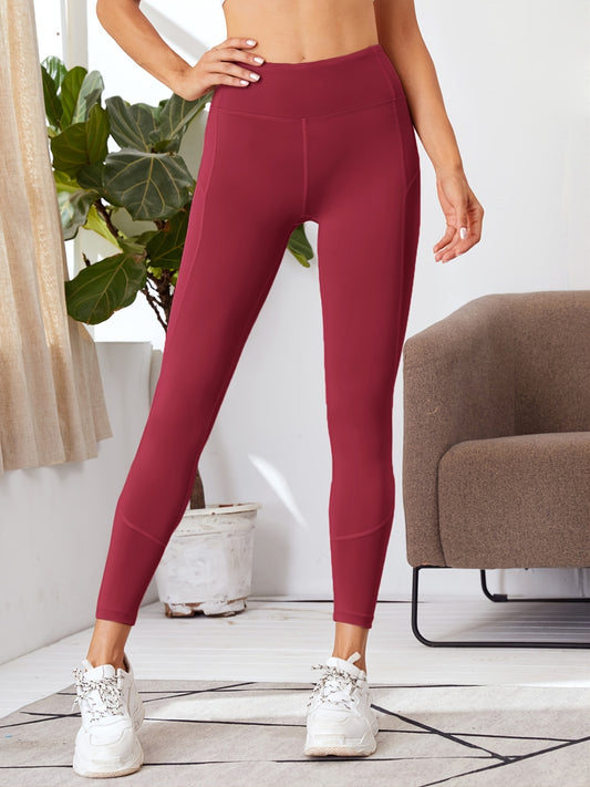 Red High Waist Yoga Leggings for Sweat Workouts