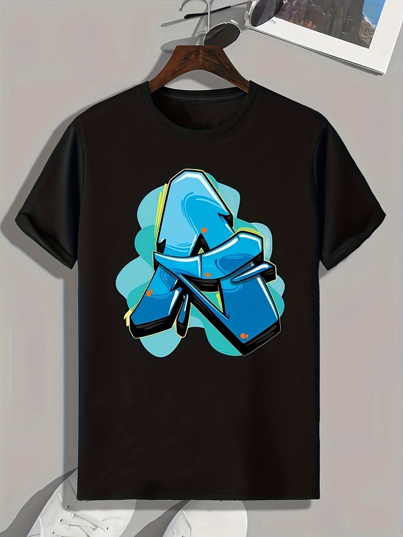 Abstract Letter A Print Men's Graphic T shirt Casual Comfy Tees Summer