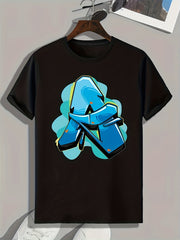Abstract Letter A Print Men's Graphic T shirt Casual Comfy Tees Summer