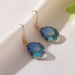 Colorful Glass Drop Earrings With Zircon Sweet Jewelry