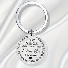 Believe Engraved Keychain for Niece - Graduation Gift - Handbag Accessory