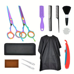 13pcs Japanese Steel Hair Scissor Set Hairdressers Cutting Thinning Shears