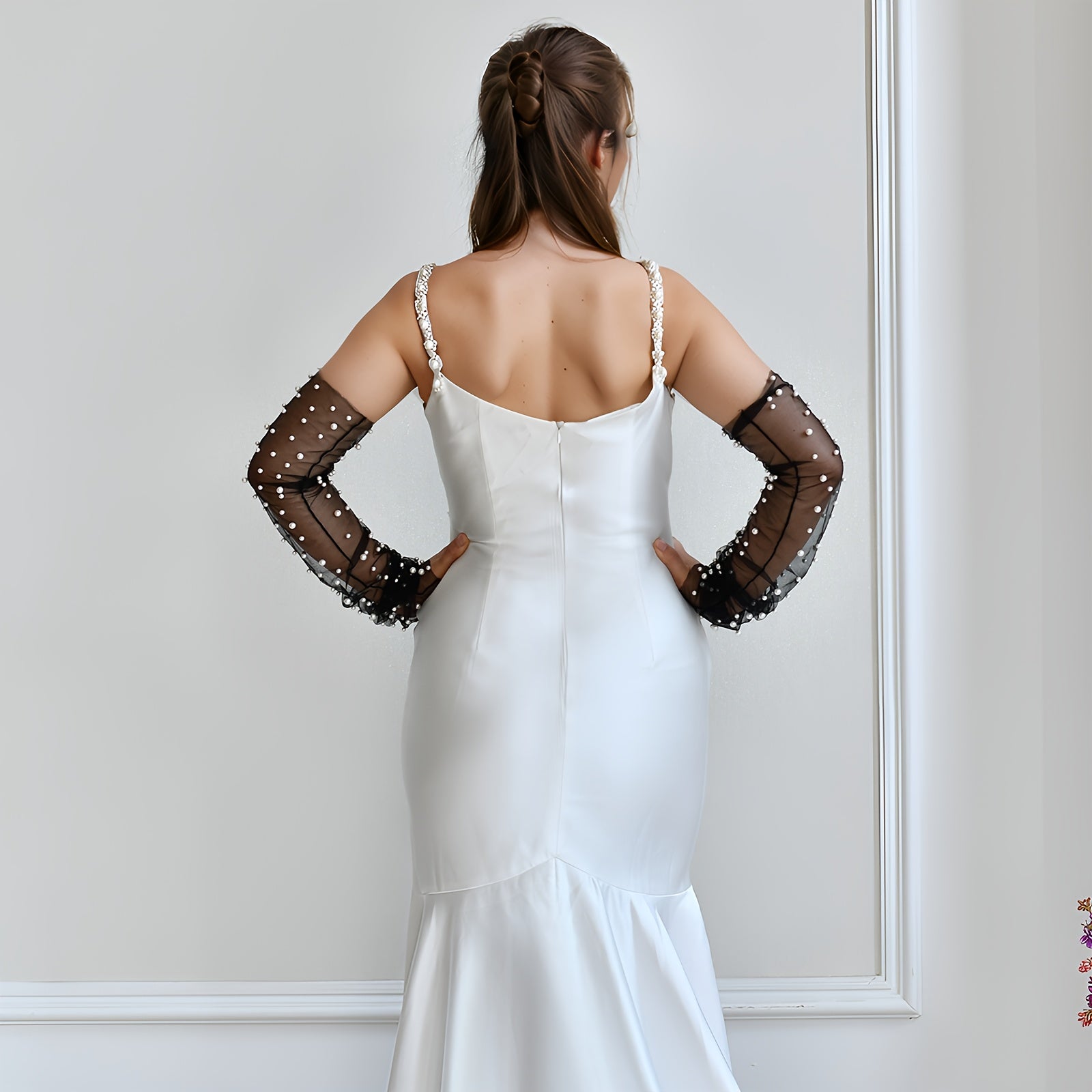 Wedding Gloves Mesh Fingerless Cuff Semi Transparent Heavy Duty Craft