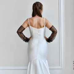 Wedding Gloves Mesh Fingerless Cuff Semi Transparent Heavy Duty Craft