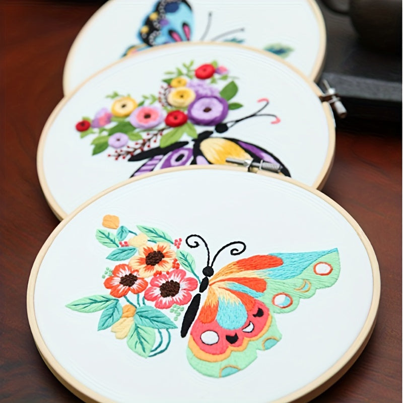 3pcs DIY Craft Embroidery Cross Stitch Kit Flower Pattern Gift