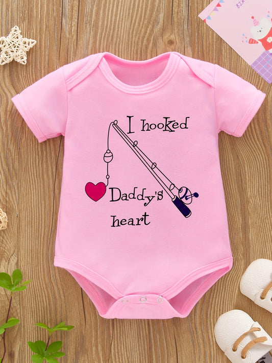 Baby Girls & Boys I Hooked Daddy's Heart Short Sleeve Onesie