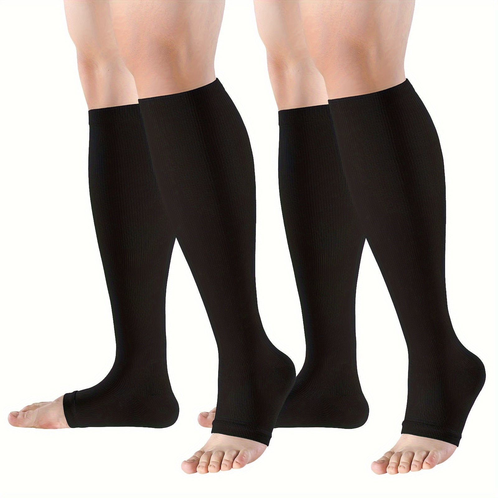 2 Pairs Open Toe Compression Socks for Women and Men