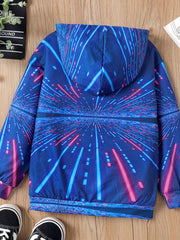 Boys Allover Print Casual Hooded Sweatshirt