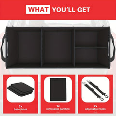 Large Trunk Organizer For Car Collapsible Compartment Car Trunk Organizer