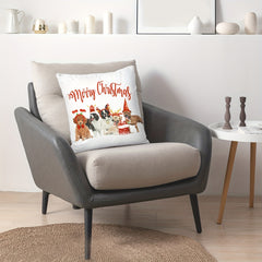 Christmas Dog Print Throw Pillow Cover Home Decor