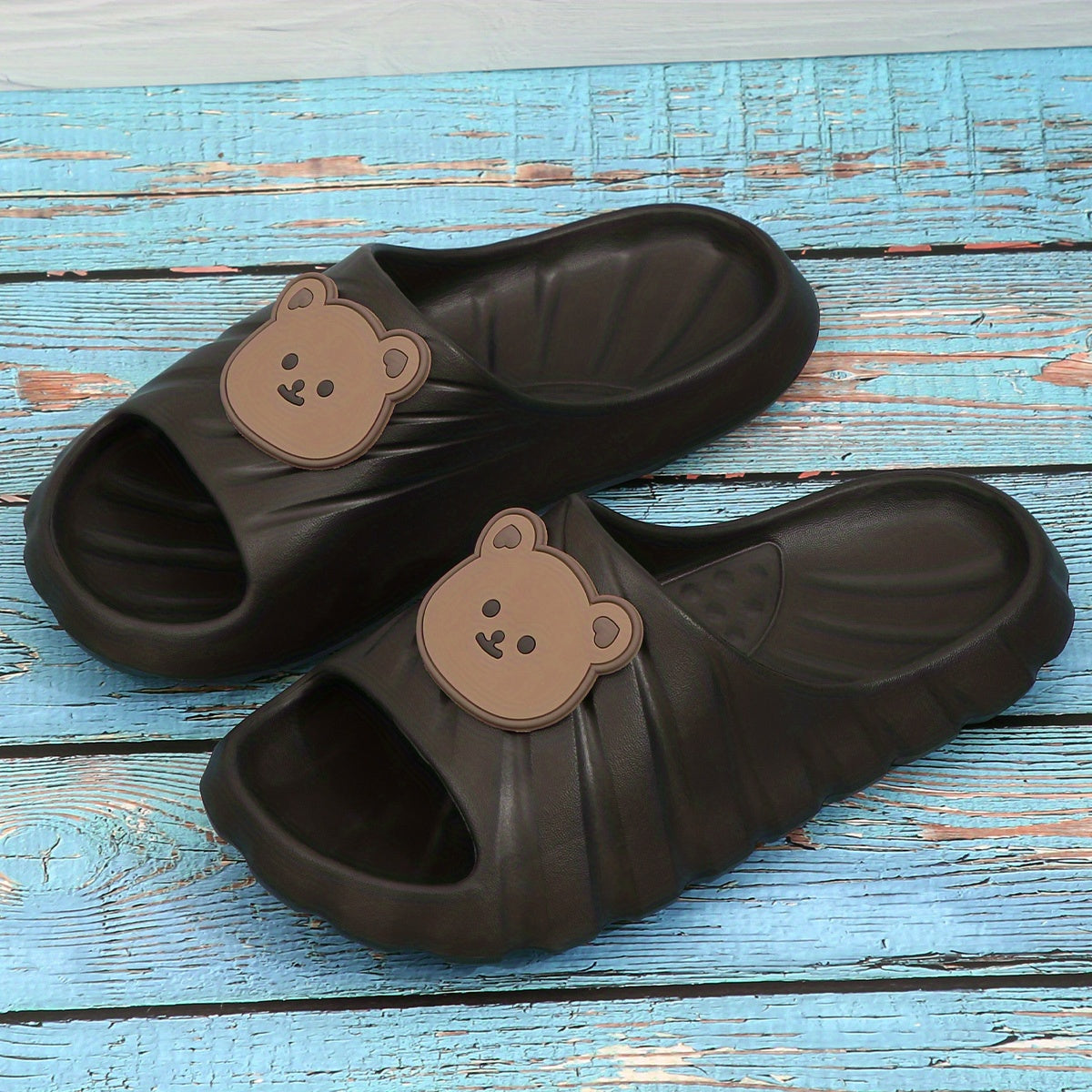 Women's Bear Decor Slides Summer Shower Shoes