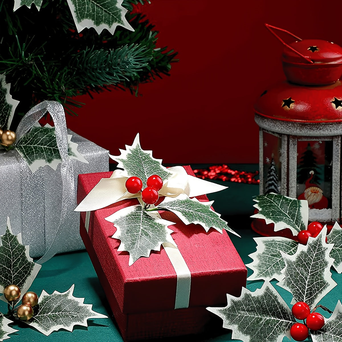 5pcs Christmas Red Fruit Leaves DIY Christmas Accessories