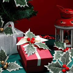 5pcs Christmas Red Fruit Leaves DIY Christmas Accessories