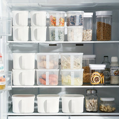Plastic Food Storage Box With Handle Stackable Fridge Organizer Bins