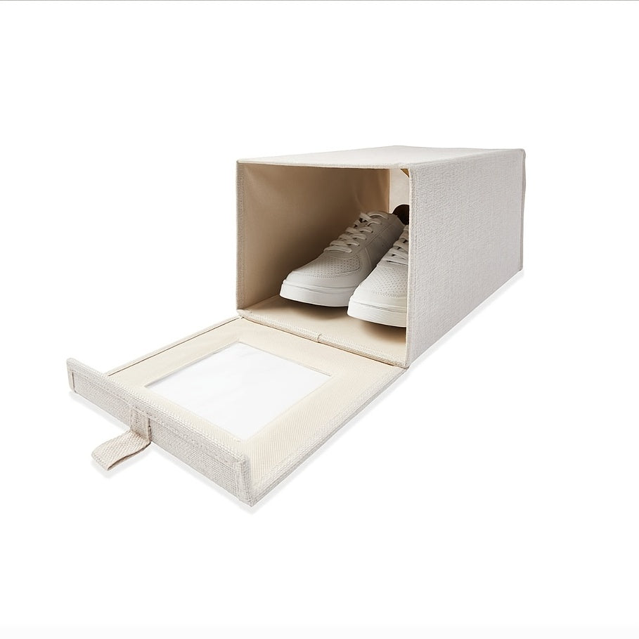 Shoes Storage Box With Doors & Handles Dustproof Shoe Storage Basket
