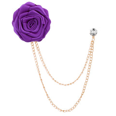 Men's Wedding Groom Rose Chain Brooch