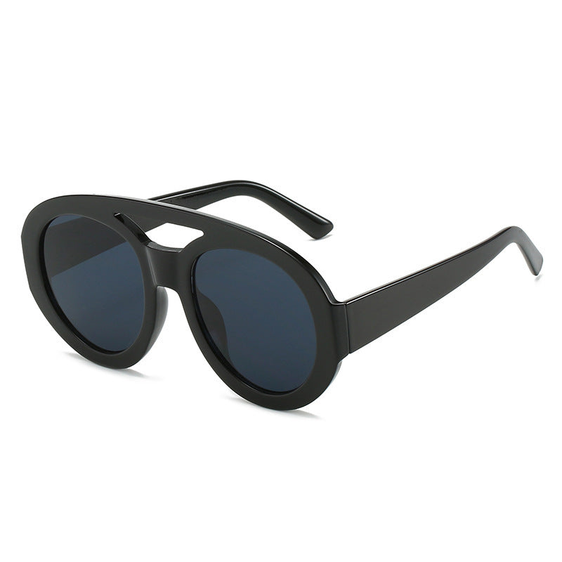 Gradient Round Sunglasses Double Bridge Vintage Eyeglasses