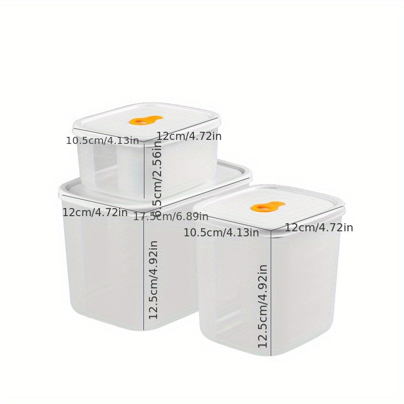 3pcs Refrigerator Storage Box Microwave Safe Lunch Box Fruit Vegetable Box