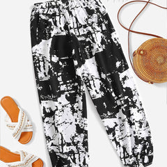 Cloud Print Elastic Spring & Summer Pants Women's Clothing