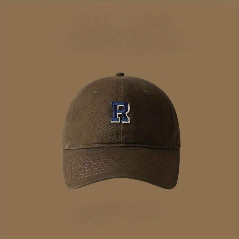 3D R Baseball Cap for Wide Head, Summer Cotton Peaked Cap for Men and Women