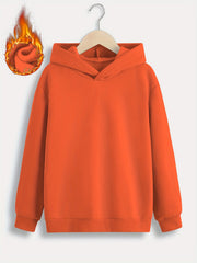 Solid Long Sleeve Hoodies Warm Pullover For Spring Fall Winter