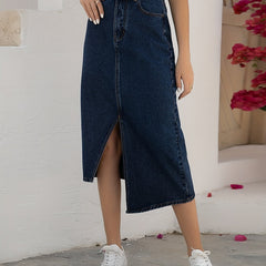 Asymmetric High Waist Skirt Denim Dress