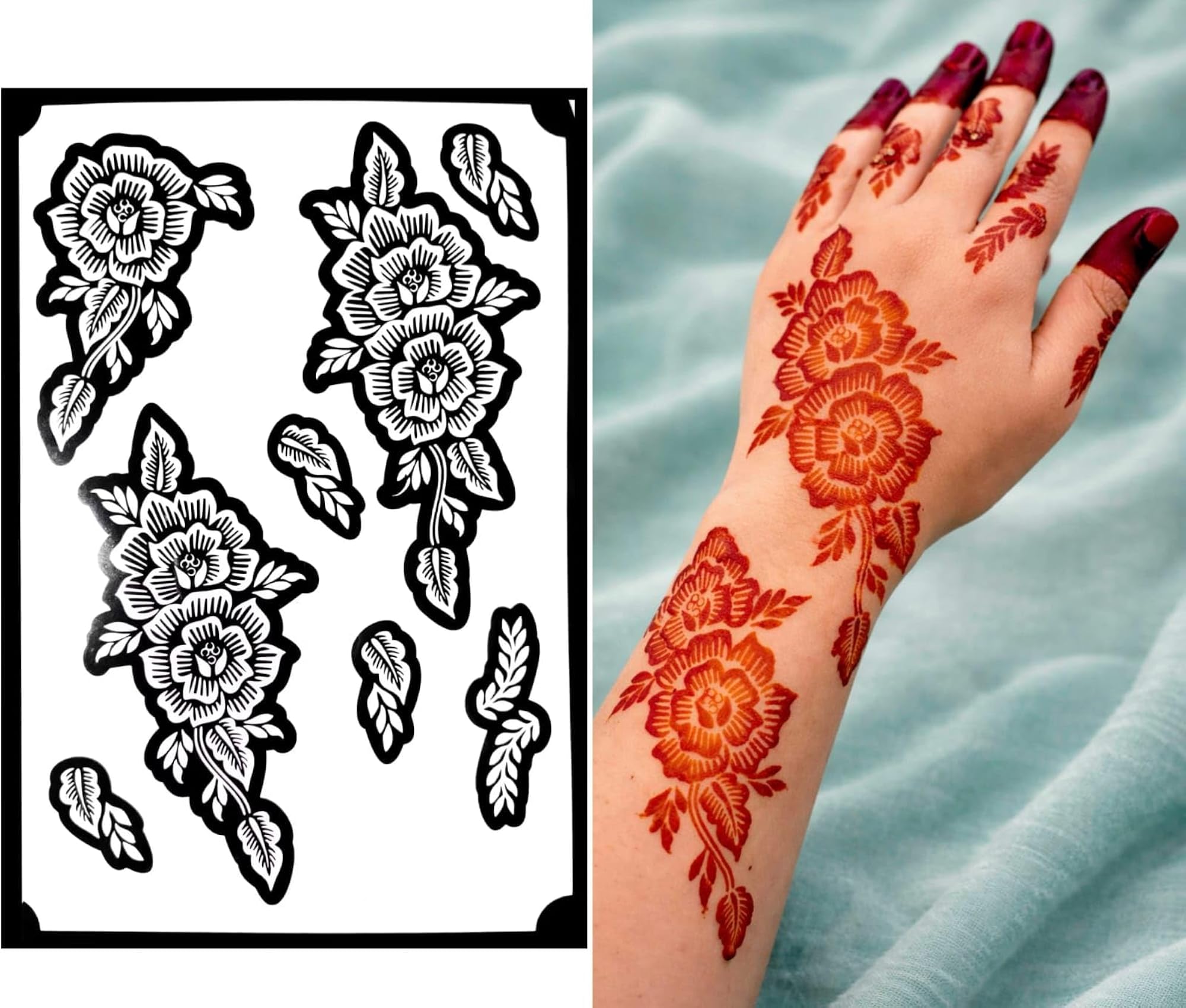 Henna Tattoo Stencil Mandala ARABI Design Full Hand for Kids & Women ...
