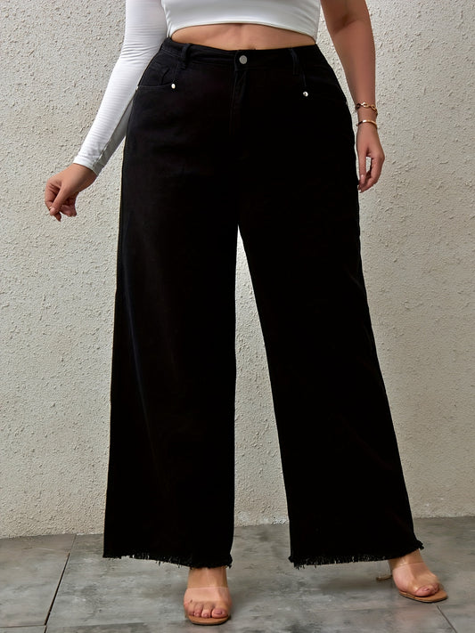  Fringe Trim Wide Leg Jeans