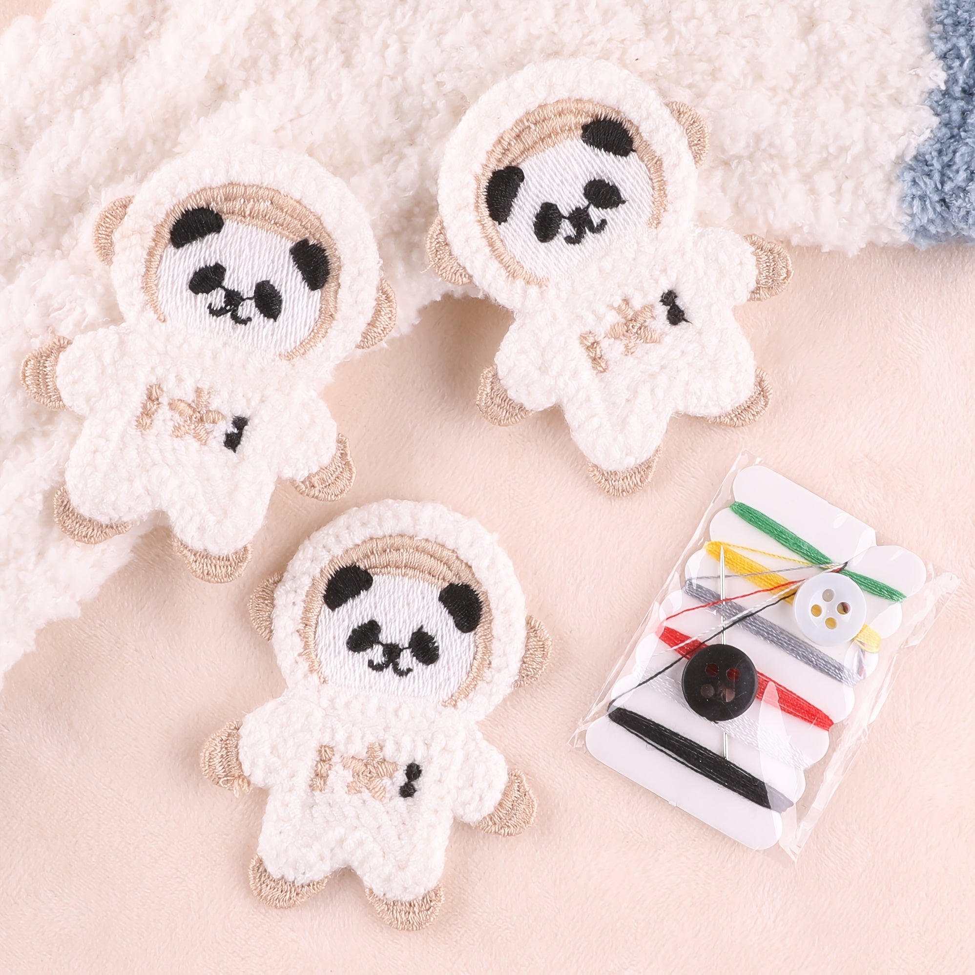 4pcs Space Bear Embroidery Patches Girls Coat DIY Accessories Hand Sewing
