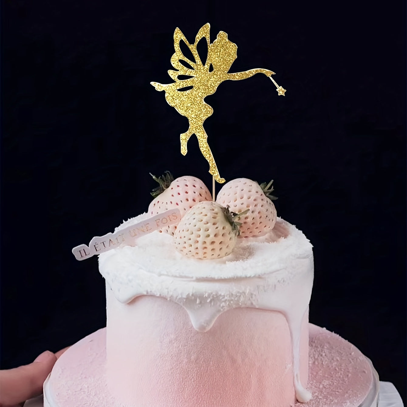 Golden Glitter Fairy Cake Topper for Magical Occasions