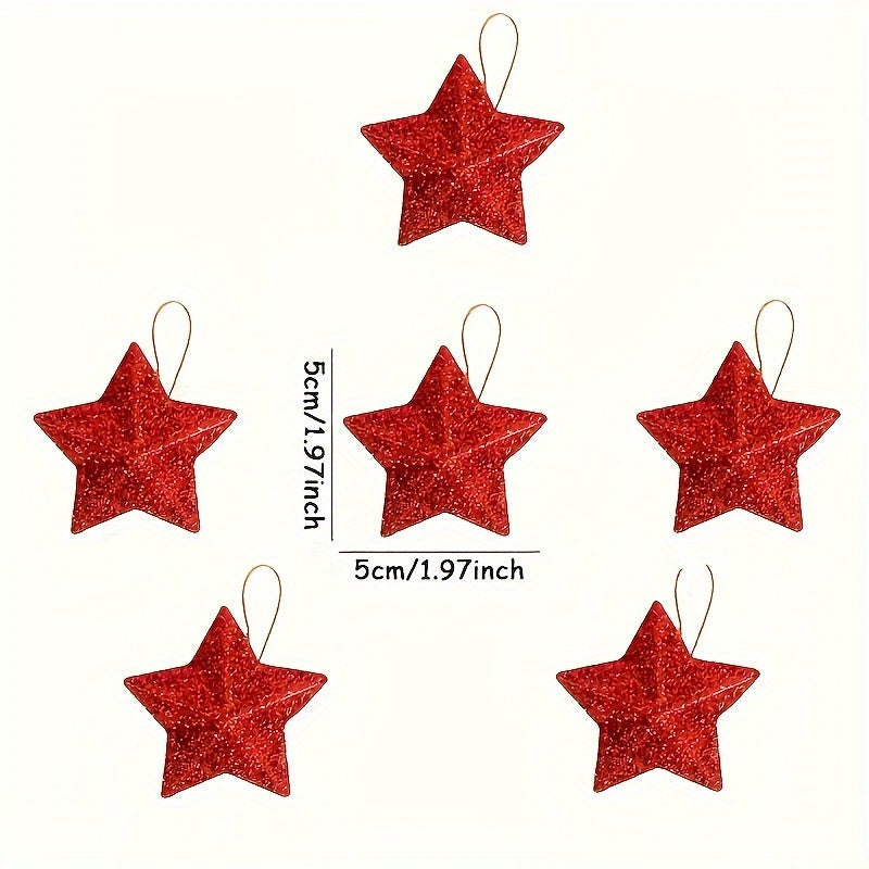 18pcs Golden Star Christmas Tree Ornaments 3D PVC Decorations