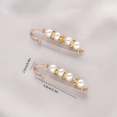 2 Pack Faux Pearl Waist Safety Pin Brooch for Pants Dress Skirt