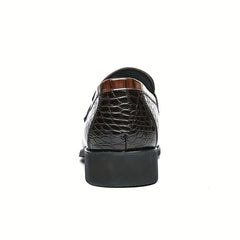 Women's Crocodile Print Loafers Pointed Toe Slip On Shoes