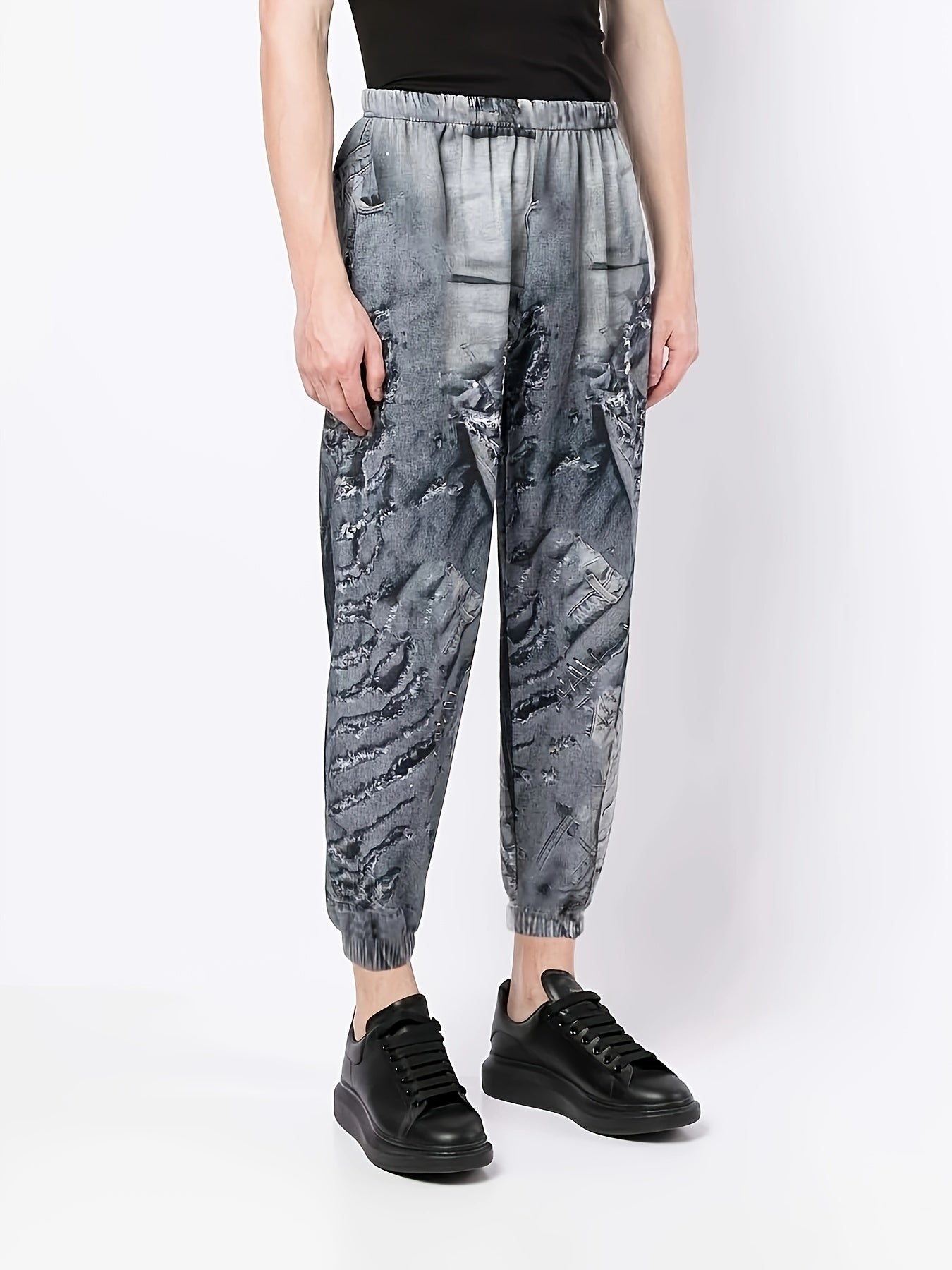  3D Print Tapered Leg Pants With Pockets