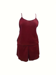  Ribbed V Neck Cami Top & Shorts Set