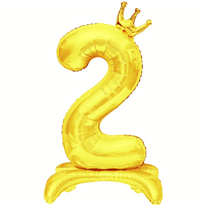 1pc 81 28 Cm Digital Balloon Golden Self Standing Number Balloons 0 9