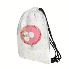 Waterproof Cow Print Drawstring Backpack for Outdoor Sports