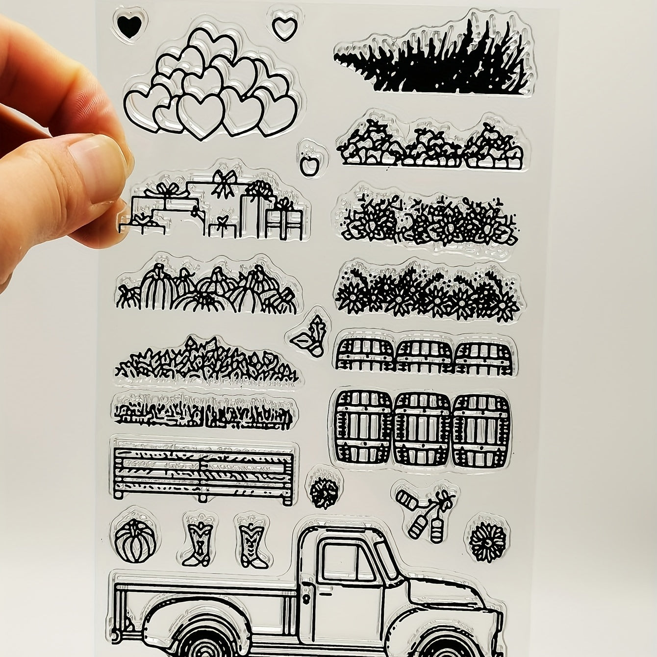 Christmas Truck Creative Painting Tools Silicone Transparent Stamp