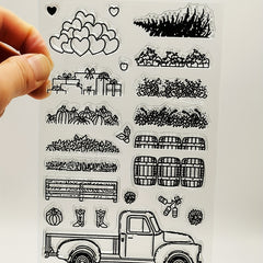 Christmas Truck Creative Painting Tools Silicone Transparent Stamp